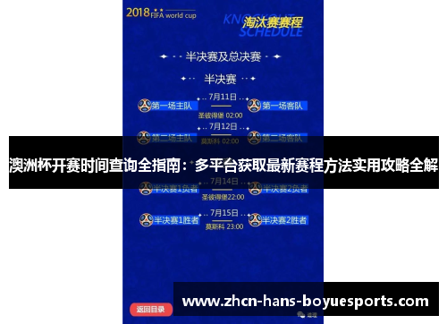 澳洲杯开赛时间查询全指南：多平台获取最新赛程方法实用攻略全解